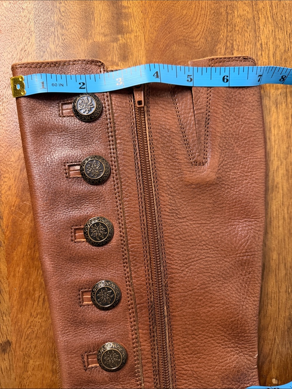 Skechers Henley Women's Tall Brown Leather Button-Accent Heeled Boots Victorian - Picture 8 of 11